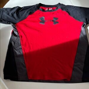Youth Under Armour Black and Red Athletic Shirt
